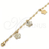 Pulsera de Dije 04.63.1370.08 Oro Laminado, Diseño de Flor, Pulido, Tono Dorado (03 MM Thickness, 8 Inches Length)