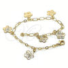 Pulsera de Dije 04.63.1370.08 Oro Laminado, Diseño de Flor, Pulido, Tono Dorado (03 MM Thickness, 8 Inches Length)