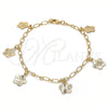 Pulsera de Dije 04.63.1370.08 Oro Laminado, Diseño de Flor, Pulido, Tono Dorado (03 MM Thickness, 8 Inches Length)