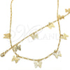 Collar y Pulsera 06.63.0201 Oro Laminado, Diseño de Mariposa, Pulido, Tono Dorado