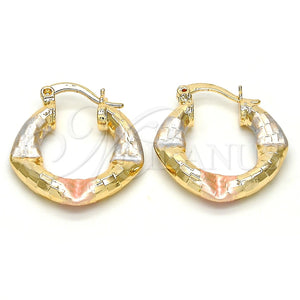 Argolla Pequeña 02.170.0146.15 Oro Laminado, Diseño de Hueco, Diamantado, Tres Tonos
