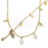 Collar y Pulsera 06.63.0204 Oro Laminado, Diseño de Mano de Dios, Pulido, Tono Dorado