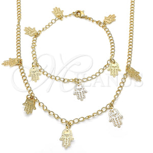Collar y Pulsera 06.63.0204 Oro Laminado, Diseño de Mano de Dios, Pulido, Tono Dorado