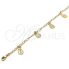Tobillera de Dije 04.63.1373.10 Oro Laminado, Diseño de Gota, Pulido, Tono Dorado (03 MM Thickness, 10 Inches Length)