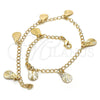 Tobillera de Dije 04.63.1373.10 Oro Laminado, Diseño de Gota, Pulido, Tono Dorado (03 MM Thickness, 10 Inches Length)