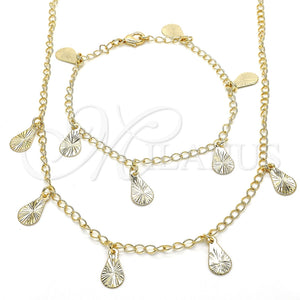 Collar y Pulsera 06.63.0205 Oro Laminado, Diseño de Gota, Pulido, Tono Dorado