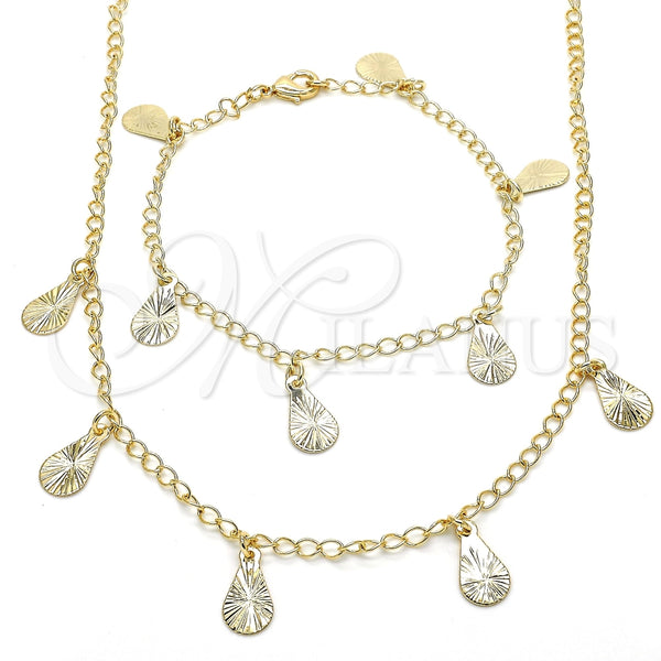 Collar y Pulsera 06.63.0205 Oro Laminado, Diseño de Gota, Pulido, Tono Dorado