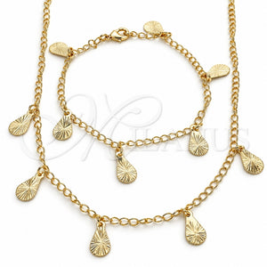 Collar y Pulsera 06.63.0205 Oro Laminado, Diseño de Gota, Pulido, Tono Dorado
