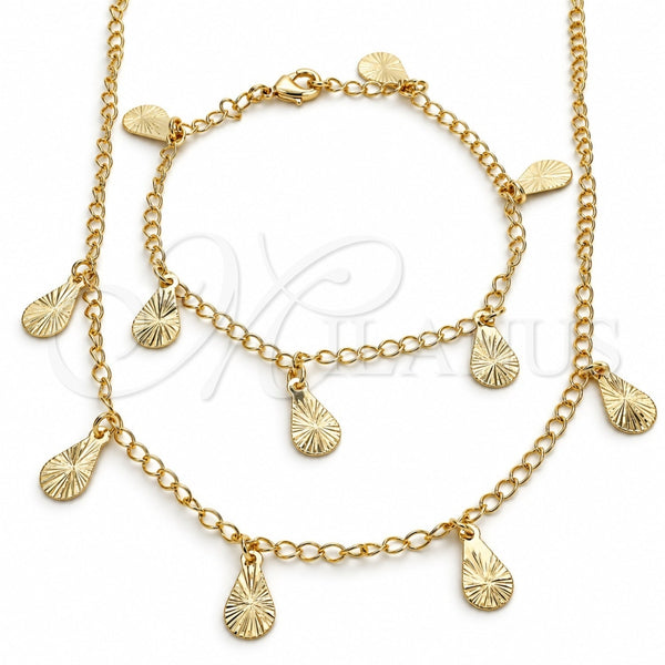 Collar y Pulsera 06.63.0205 Oro Laminado, Diseño de Gota, Pulido, Tono Dorado