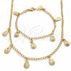Collar y Pulsera 06.63.0205 Oro Laminado, Diseño de Gota, Pulido, Tono Dorado
