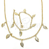 Collar y Pulsera 06.63.0206 Oro Laminado, Diseño de Oja, Pulido, Tono Dorado