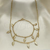 Collar y Pulsera 06.63.0206 Oro Laminado, Diseño de Oja, Pulido, Tono Dorado