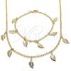 Collar y Pulsera 06.63.0206 Oro Laminado, Diseño de Oja, Pulido, Tono Dorado