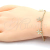 Pulsera de Dije 04.63.1376.08 Oro Laminado, Diseño de Flor, Pulido, Tono Dorado (02 MM Thickness, 8 Inches Length)