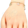Pulsera de Dije 04.63.1376.08 Oro Laminado, Diseño de Flor, Pulido, Tono Dorado (02 MM Thickness, 8 Inches Length)