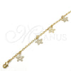 Pulsera de Dije 04.63.1376.08 Oro Laminado, Diseño de Flor, Pulido, Tono Dorado (02 MM Thickness, 8 Inches Length)