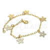 Pulsera de Dije 04.63.1376.08 Oro Laminado, Diseño de Flor, Pulido, Tono Dorado (02 MM Thickness, 8 Inches Length)