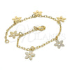 Pulsera de Dije 04.63.1376.08 Oro Laminado, Diseño de Flor, Pulido, Tono Dorado (02 MM Thickness, 8 Inches Length)