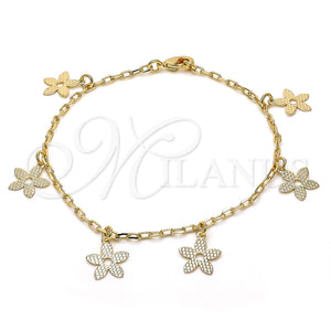 Pulsera de Dije 04.63.1376.08 Oro Laminado, Diseño de Flor, Pulido, Tono Dorado (02 MM Thickness, 8 Inches Length)