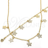 Collar y Pulsera 06.63.0208 Oro Laminado, Diseño de Flor, Pulido, Tono Dorado