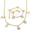 Collar y Pulsera 06.63.0208 Oro Laminado, Diseño de Flor, Pulido, Tono Dorado