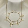 Collar y Pulsera 06.63.0208 Oro Laminado, Diseño de Flor, Pulido, Tono Dorado