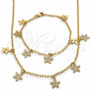 Collar y Pulsera 06.63.0208 Oro Laminado, Diseño de Flor, Pulido, Tono Dorado
