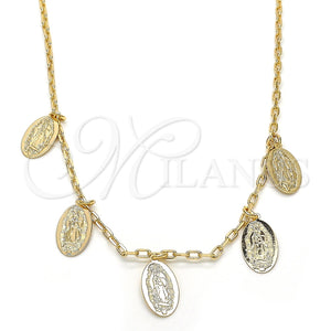 Collares con Dije 04.63.1377.18 Oro Laminado, Diseño de Guadalupe, Pulido, Tono Dorado (02 MM Thickness, 18 Inches Length)
