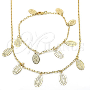 Collar y Pulsera 06.63.0209 Oro Laminado, Diseño de Guadalupe, Pulido, Tono Dorado