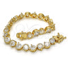 Pulsera Tennis 03.210.0068.08 Oro Laminado, con Zirconia Cubica Blanca, Pulido, Tono Dorado (Grosor 07 MM, 8 Pulgadas de Largo)