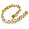Pulsera Tennis 03.210.0068.08 Oro Laminado, con Zirconia Cubica Blanca, Pulido, Tono Dorado (Grosor 07 MM, 8 Pulgadas de Largo)