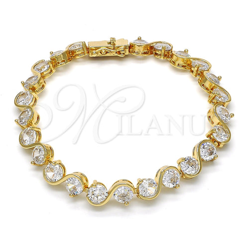 Pulsera Tennis 03.210.0068.08 Oro Laminado, con Zirconia Cubica Blanca, Pulido, Tono Dorado (Grosor 07 MM, 8 Pulgadas de Largo)