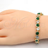 Pulsera Tennis 03.210.0068.3.08 Oro Laminado, con Verde and Blanca Zirconia Cubica, Pulido, Tono Dorado (07 MM Thickness, 8 Inches Length)
