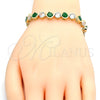 Pulsera Tennis 03.210.0068.3.08 Oro Laminado, con Verde and Blanca Zirconia Cubica, Pulido, Tono Dorado (07 MM Thickness, 8 Inches Length)