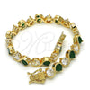 Pulsera Tennis 03.210.0068.3.08 Oro Laminado, con Verde and Blanca Zirconia Cubica, Pulido, Tono Dorado (07 MM Thickness, 8 Inches Length)