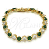 Pulsera Tennis 03.210.0068.3.08 Oro Laminado, con Verde and Blanca Zirconia Cubica, Pulido, Tono Dorado (07 MM Thickness, 8 Inches Length)