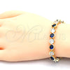 Pulsera Tennis 03.210.0068.4.08 Oro Laminado, con Zafiro Azul and Blanca Zirconia Cubica, Pulido, Tono Dorado (07 MM Thickness, 8 Inches Length)