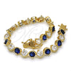 Pulsera Tennis 03.210.0068.4.08 Oro Laminado, con Zafiro Azul and Blanca Zirconia Cubica, Pulido, Tono Dorado (07 MM Thickness, 8 Inches Length)