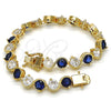 Pulsera Tennis 03.210.0068.4.08 Oro Laminado, con Zafiro Azul and Blanca Zirconia Cubica, Pulido, Tono Dorado (07 MM Thickness, 8 Inches Length)