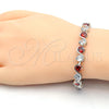 Pulsera Tennis 03.210.0068.6.08 Rodio Laminado, con Zirconia Cubica Granate y Blanca, Pulido, Rodinado (Grosor 07 MM, 8 Pulgadas de Largo)