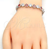 Pulsera Tennis 03.210.0068.6.08 Rodio Laminado, con Zirconia Cubica Granate y Blanca, Pulido, Rodinado (Grosor 07 MM, 8 Pulgadas de Largo)