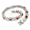 Pulsera Tennis 03.210.0068.6.08 Rodio Laminado, con Zirconia Cubica Granate y Blanca, Pulido, Rodinado (Grosor 07 MM, 8 Pulgadas de Largo)