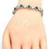 Pulsera Tennis 03.210.0068.7.08 Rodio Laminado, con Zirconia Cubica Verde y Blanca, Pulido, Rodinado (Grosor 07 MM, 8 Pulgadas de Largo)