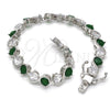 Pulsera Tennis 03.210.0068.7.08 Rodio Laminado, con Zirconia Cubica Verde y Blanca, Pulido, Rodinado (Grosor 07 MM, 8 Pulgadas de Largo)