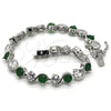 Pulsera Tennis 03.210.0068.7.08 Rodio Laminado, con Zirconia Cubica Verde y Blanca, Pulido, Rodinado (Grosor 07 MM, 8 Pulgadas de Largo)