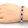 Pulsera Tennis 03.210.0068.8.08 Rodio Laminado, con Zirconia Cubica Zafiro Azul y Blanca, Pulido, Rodinado (Grosor 07 MM, 8 Pulgadas de Largo)