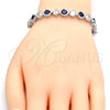 Pulsera Tennis 03.210.0068.8.08 Rodio Laminado, con Zirconia Cubica Zafiro Azul y Blanca, Pulido, Rodinado (Grosor 07 MM, 8 Pulgadas de Largo)