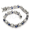 Pulsera Tennis 03.210.0068.8.08 Rodio Laminado, con Zirconia Cubica Zafiro Azul y Blanca, Pulido, Rodinado (Grosor 07 MM, 8 Pulgadas de Largo)