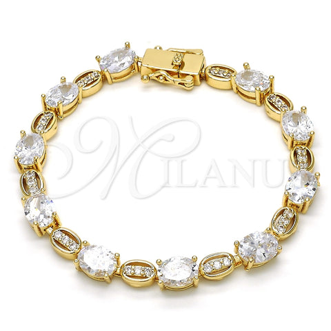 Pulsera Tennis 03.210.0069.08 Oro Laminado, con Blanca Zirconia Cubica, Pulido, Tono Dorado (06 MM Thickness, 8 Inches Length)