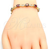 Pulsera Tennis 03.210.0069.1.08 Oro Laminado, con Granate and Blanca Zirconia Cubica, Pulido, Tono Dorado (06 MM Thickness, 8 Inches Length)